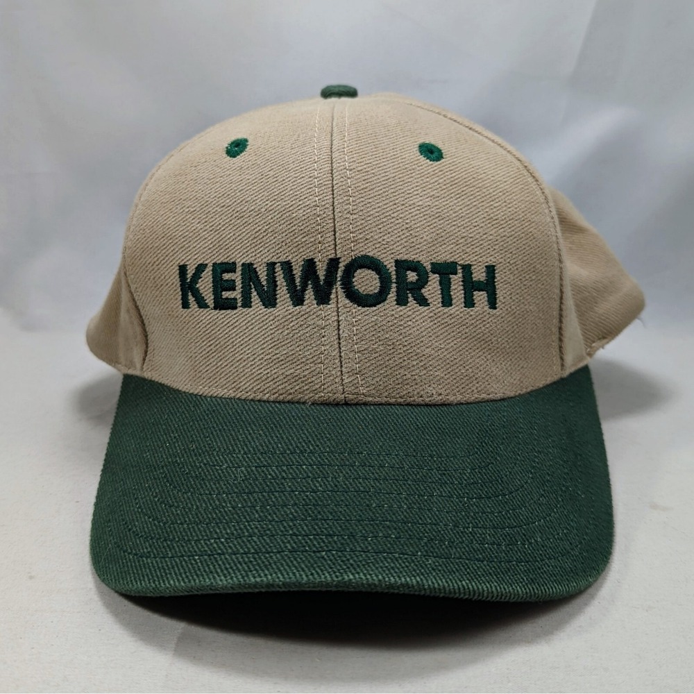 Kenworth Trucks 18 Wheeler Kenny Vintage Snapback Hat Cap Beige Green